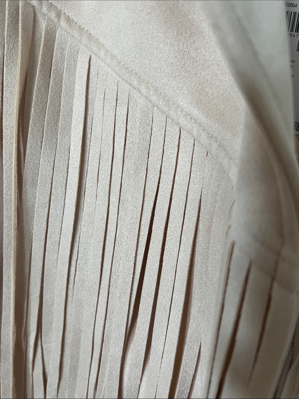 INDUSTRY Beige Fringe Faux Suede Cropped Jacket - Picture 7 of 11